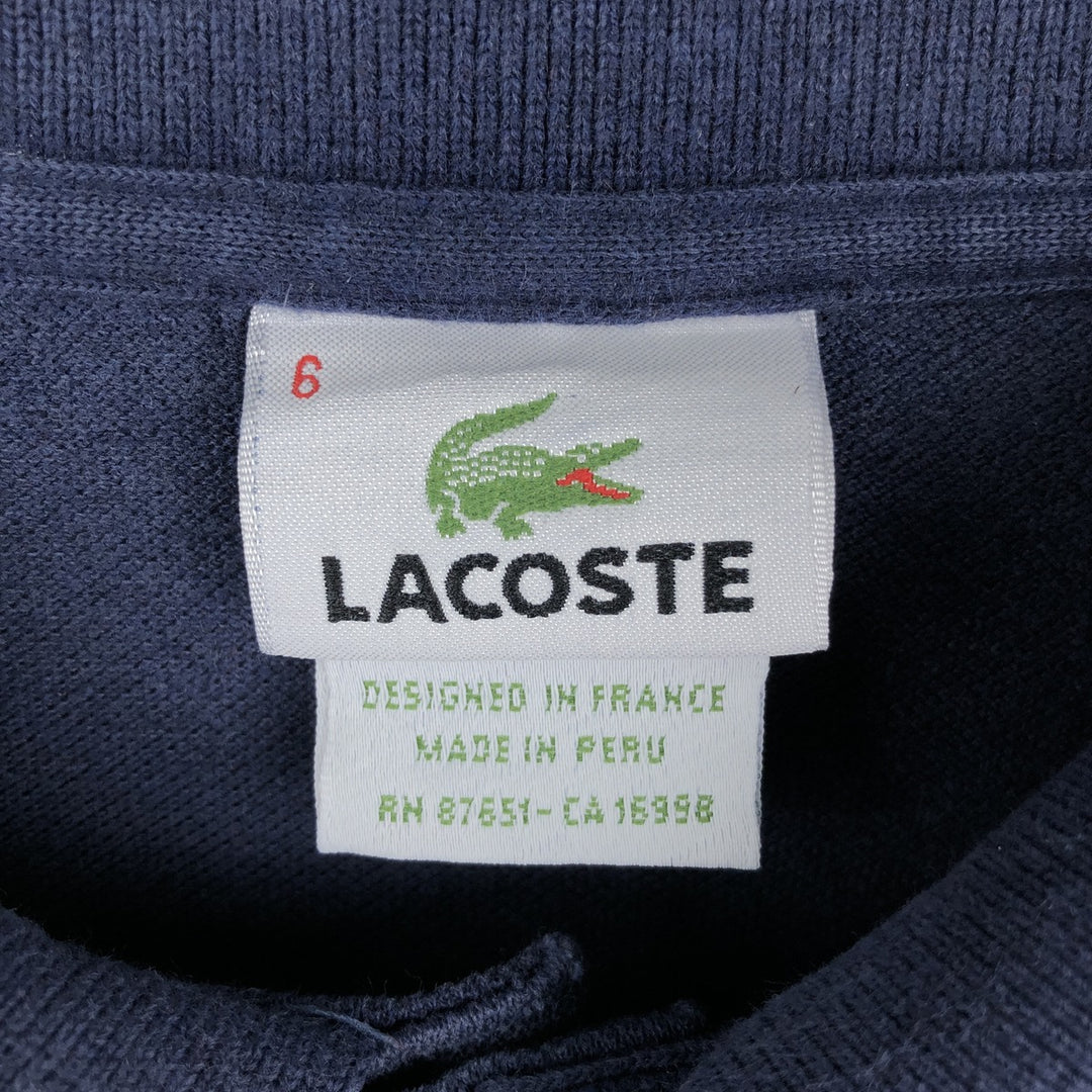 Lacoste French-designed long-sleeved polo shirt, size 6, men's XL cotton navy blue type Vintage Second Hand