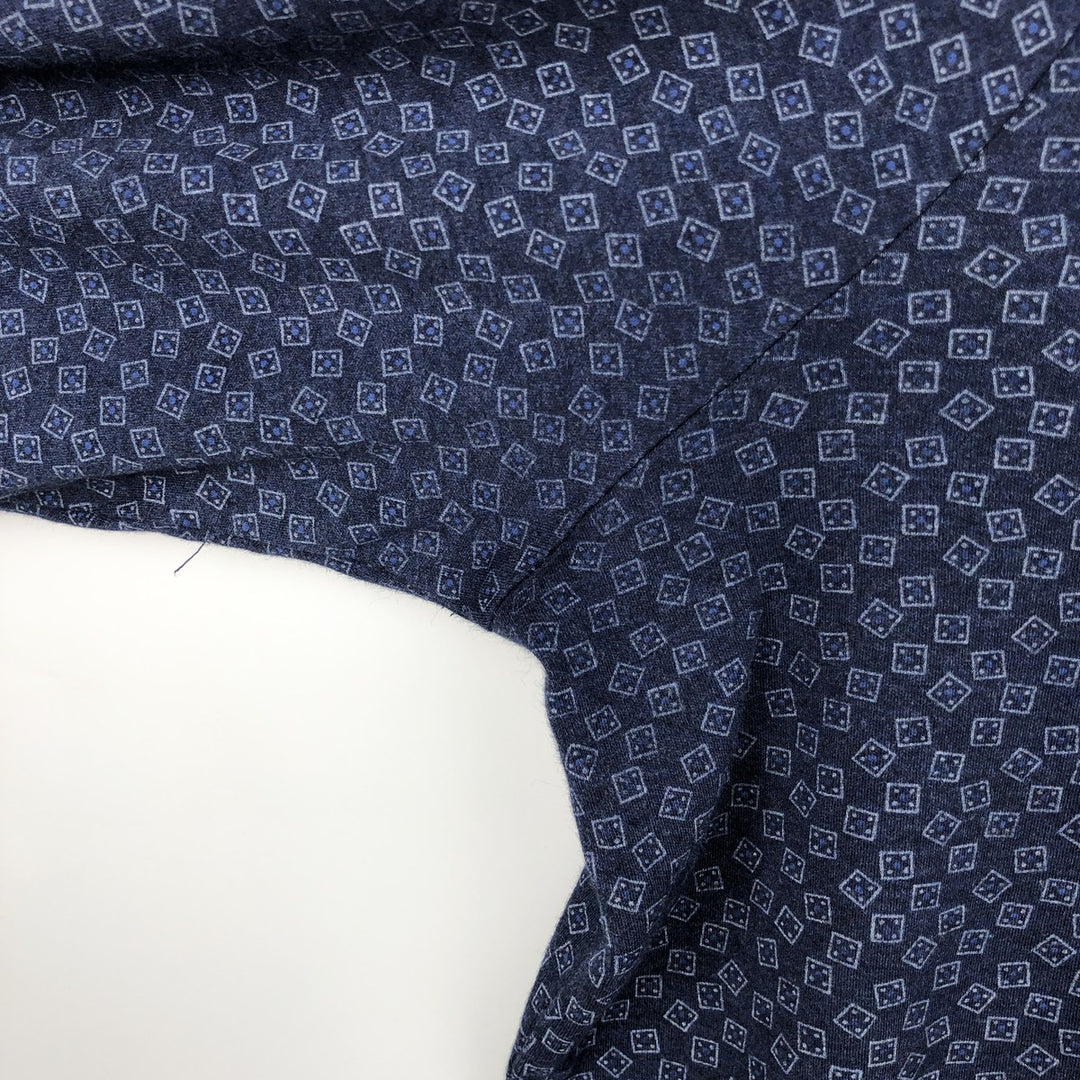 Ralph Lauren POLO RALPH LAUREN CLASSIC FIT all-over print long-sleeved polo shirt, men's size L (approx.) unclear navy blue type Vintage Second Hand