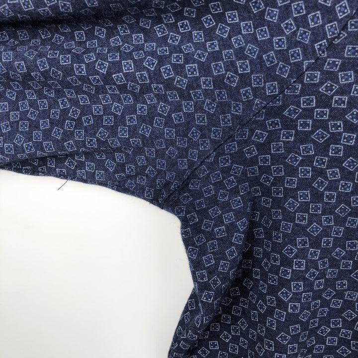 Ralph Lauren POLO RALPH LAUREN CLASSIC FIT all-over print long-sleeved polo shirt, men's size L (approx.) unclear navy blue type Vintage Second Hand