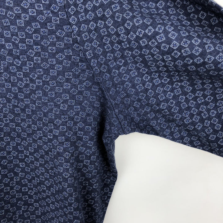 Ralph Lauren POLO RALPH LAUREN CLASSIC FIT all-over print long-sleeved polo shirt, men's size L (approx.) unclear navy blue type Vintage Second Hand