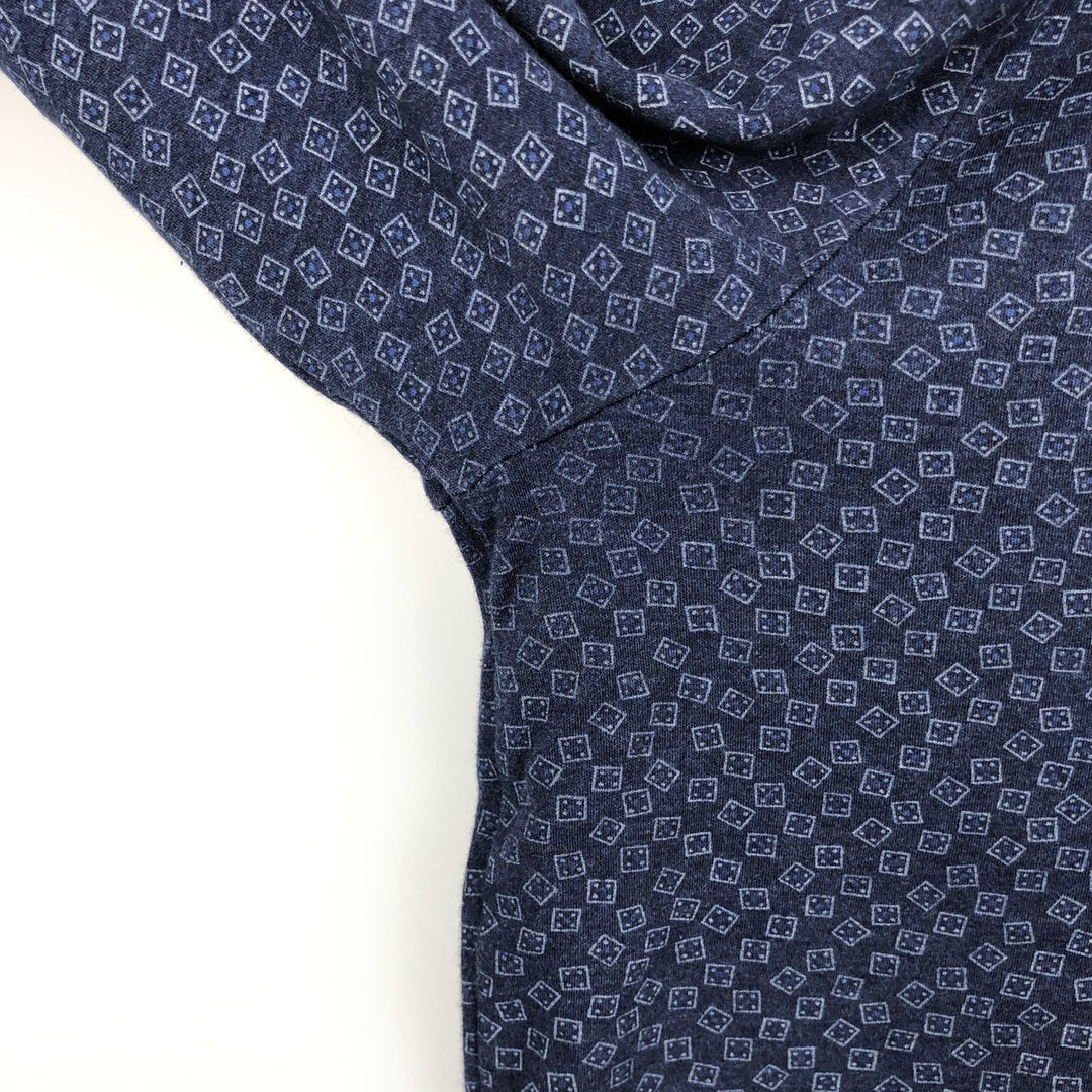 Ralph Lauren POLO RALPH LAUREN CLASSIC FIT all-over print long-sleeved polo shirt, men's size L (approx.) unclear navy blue type Vintage Second Hand