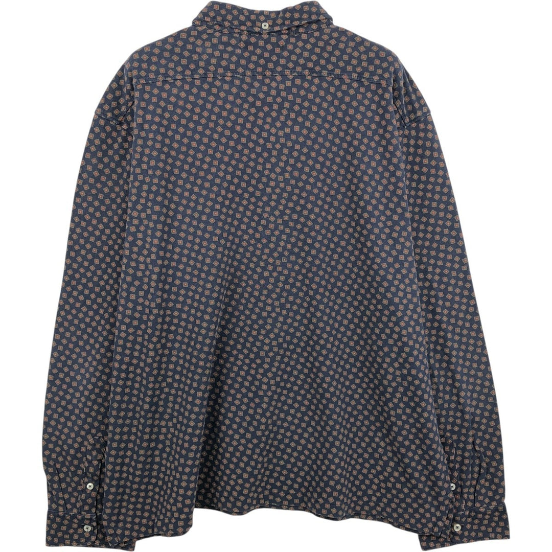 Ralph Lauren all-over print long-sleeved polo shirt, men's size XXL. cotton navy blue type Vintage Second Hand