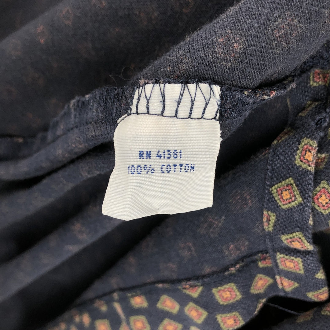 Ralph Lauren all-over print long-sleeved polo shirt, men's size XXL. cotton navy blue type Vintage Second Hand
