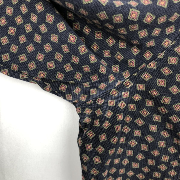 Ralph Lauren all-over print long-sleeved polo shirt, men's size XXL. cotton navy blue type Vintage Second Hand