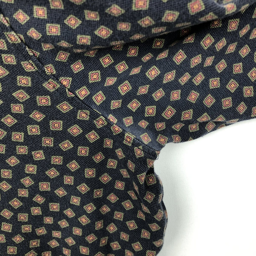 Ralph Lauren all-over print long-sleeved polo shirt, men's size XXL. cotton navy blue type Vintage Second Hand