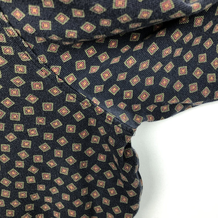 Ralph Lauren all-over print long-sleeved polo shirt, men's size XXL. cotton navy blue type Vintage Second Hand