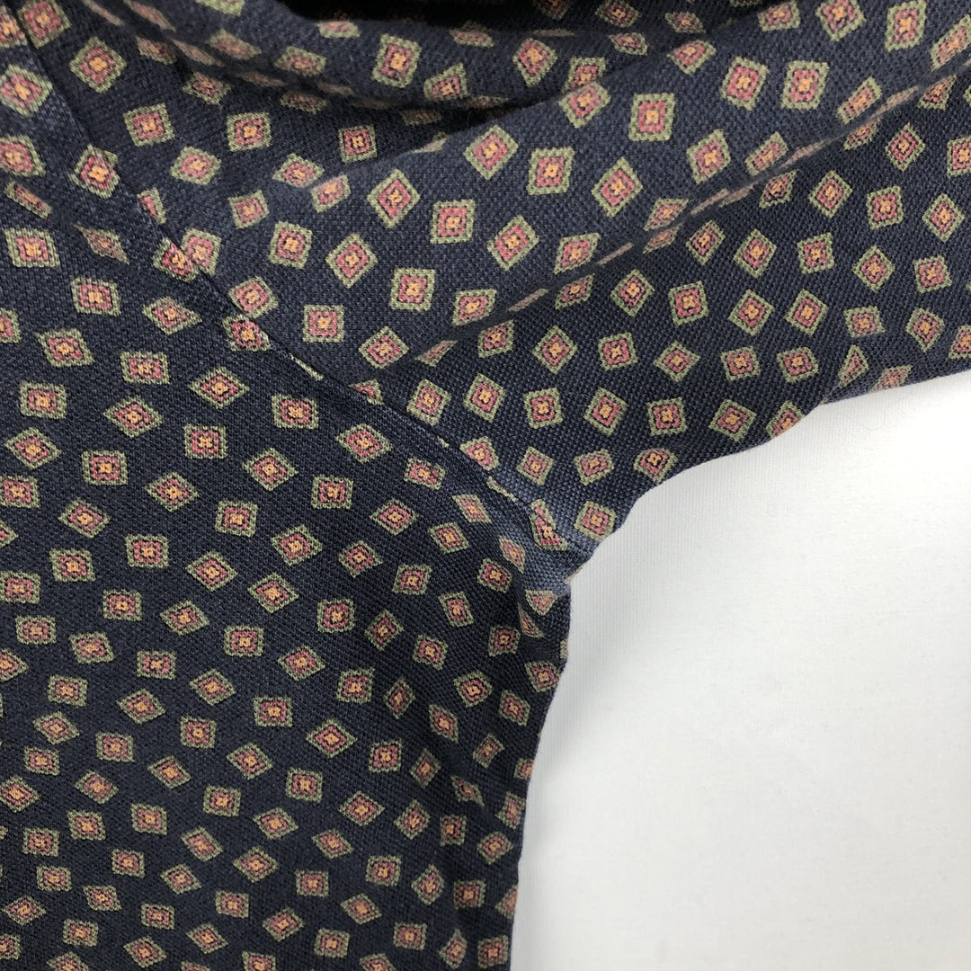 Ralph Lauren all-over print long-sleeved polo shirt, men's size XXL. cotton navy blue type Vintage Second Hand