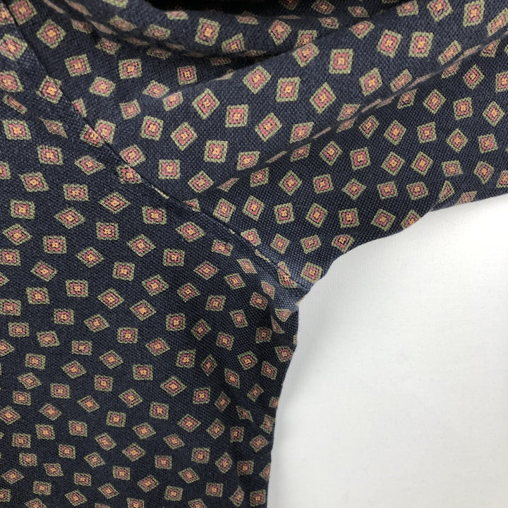 Ralph Lauren all-over print long-sleeved polo shirt, men's size XXL. cotton navy blue type Vintage Second Hand