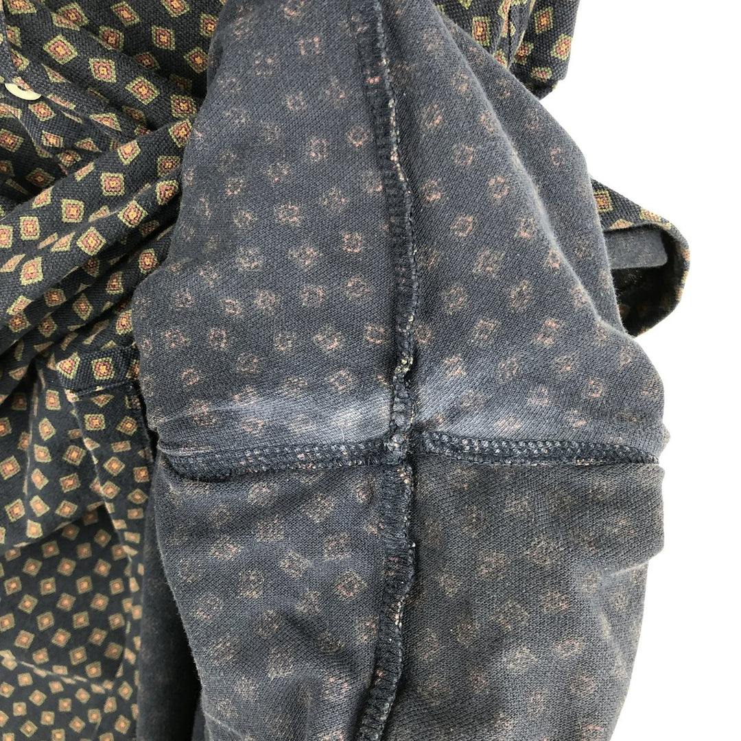 Ralph Lauren all-over print long-sleeved polo shirt, men's size XXL. cotton navy blue type Vintage Second Hand