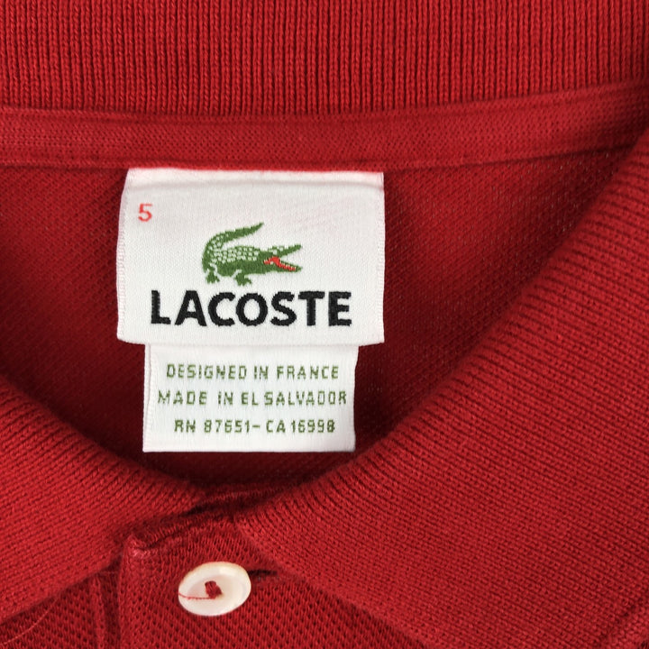 Lacoste French-designed long-sleeved polo shirt, size 5, men's size L cotton red type Vintage Second Hand