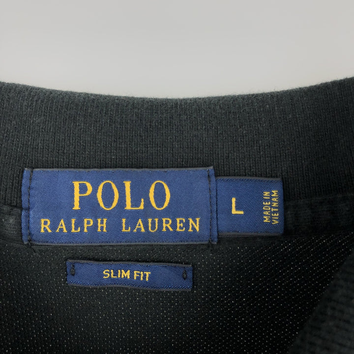 Ralph Lauren POLO RALPH LAUREN SLIM FIT Long-Sleeve Polo Shirt, Men's Size L (approx.) cotton black type Vintage Second Hand