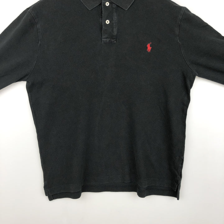 Ralph Lauren POLO RALPH LAUREN SLIM FIT Long-Sleeve Polo Shirt, Men's Size L (approx.) cotton black type Vintage Second Hand