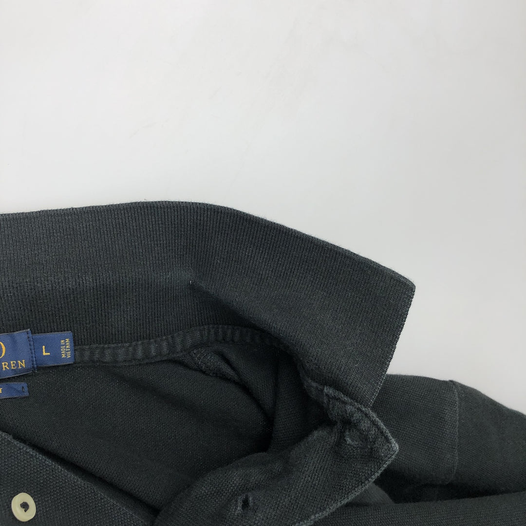 Ralph Lauren POLO RALPH LAUREN SLIM FIT Long-Sleeve Polo Shirt, Men's Size L (approx.) cotton black type Vintage Second Hand