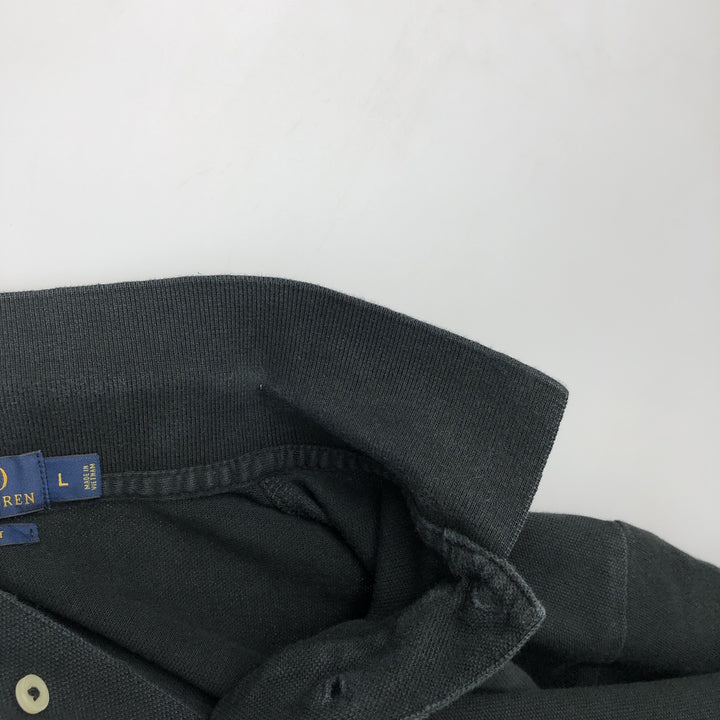 Ralph Lauren POLO RALPH LAUREN SLIM FIT Long-Sleeve Polo Shirt, Men's Size L (approx.) cotton black type Vintage Second Hand