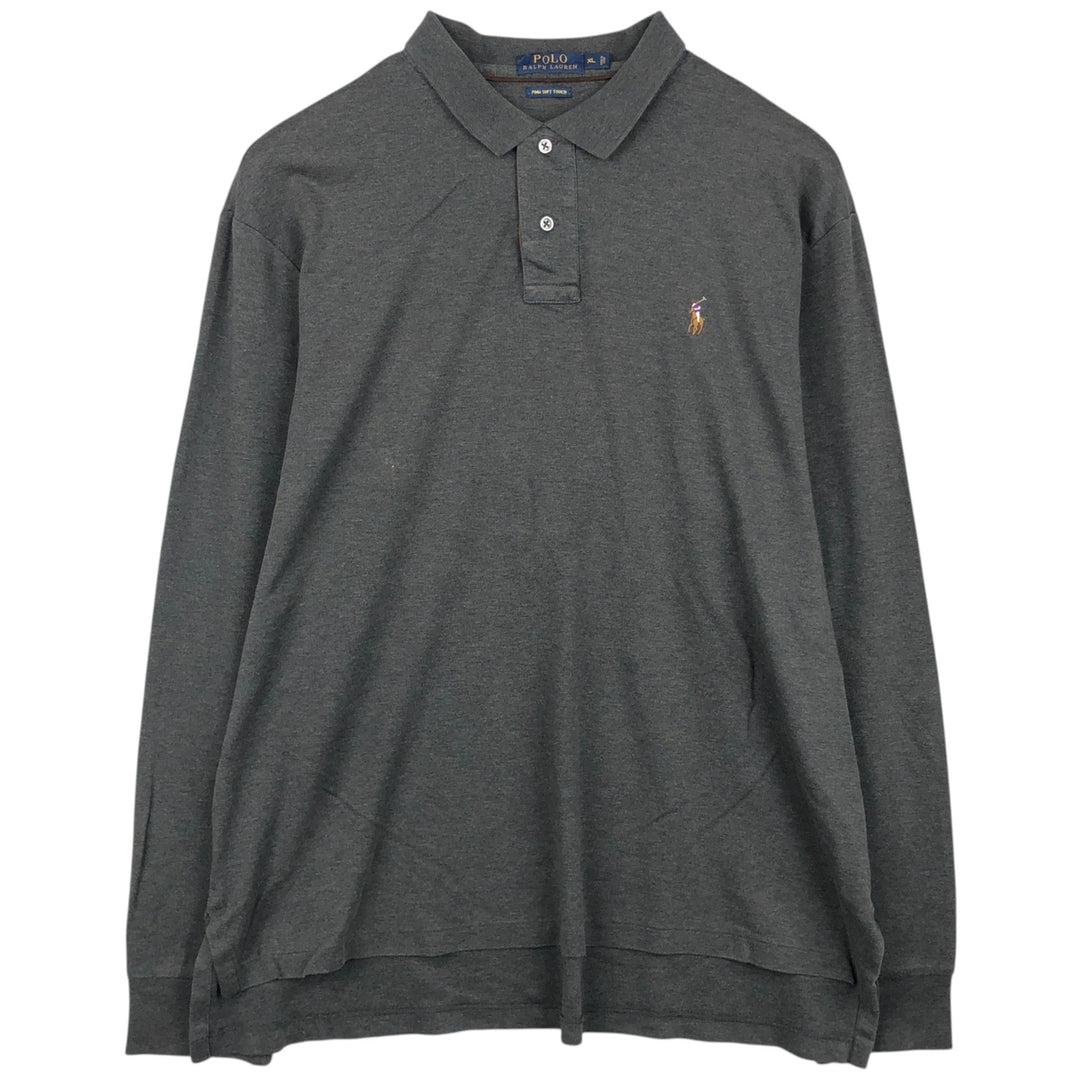 Ralph Lauren POLO RALPH LAUREN Long Sleeve Polo Shirt Men's XL cotton Charcoal Vintage Second Hand