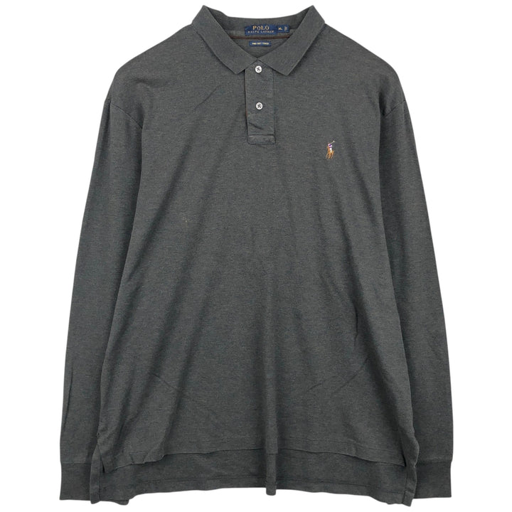Ralph Lauren POLO RALPH LAUREN Long Sleeve Polo Shirt Men's XL cotton Charcoal Vintage Second Hand