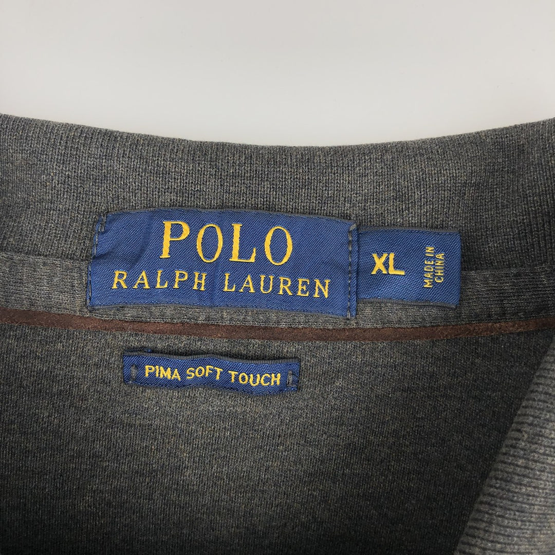 Ralph Lauren POLO RALPH LAUREN Long Sleeve Polo Shirt Men's XL cotton Charcoal Vintage Second Hand