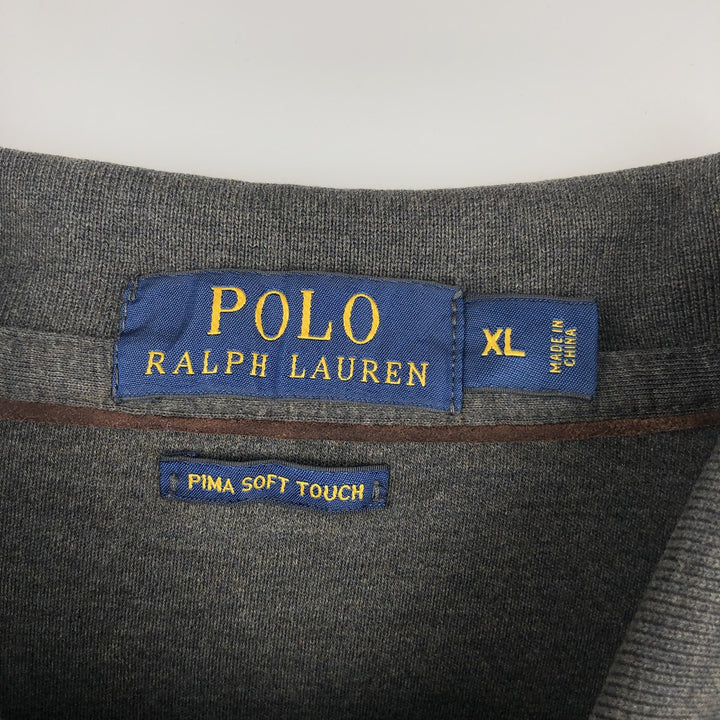 Ralph Lauren POLO RALPH LAUREN Long Sleeve Polo Shirt Men's XL cotton Charcoal Vintage Second Hand