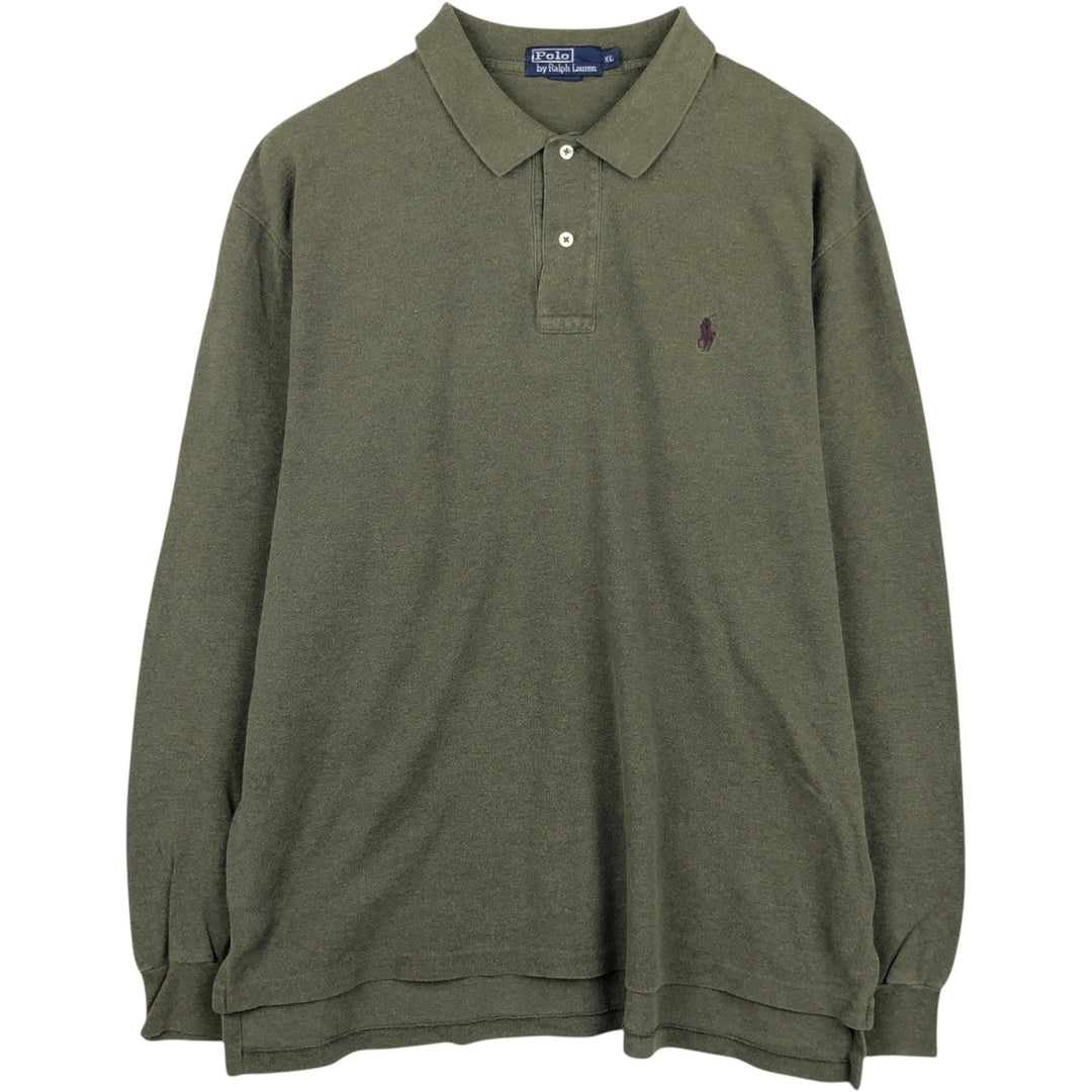Ralph Lauren POLO by Ralph Lauren long sleeve polo shirt, men's XL size cotton Khaki type Vintage Second Hand