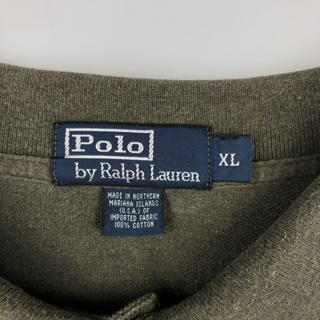 Ralph Lauren POLO by Ralph Lauren long sleeve polo shirt, men's XL size cotton Khaki type Vintage Second Hand