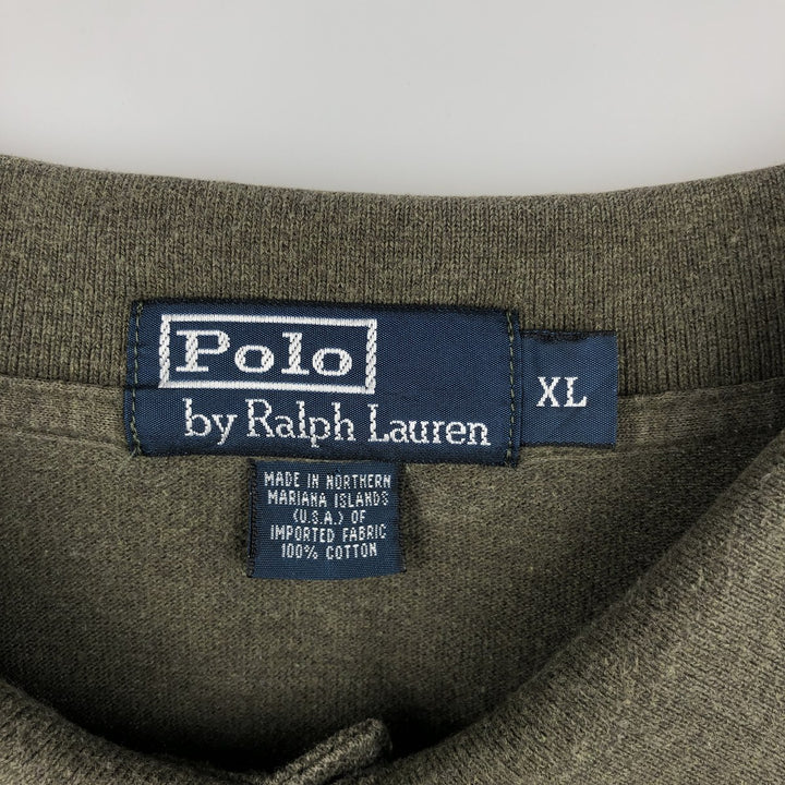 Ralph Lauren POLO by Ralph Lauren long sleeve polo shirt, men's XL size cotton Khaki type Vintage Second Hand
