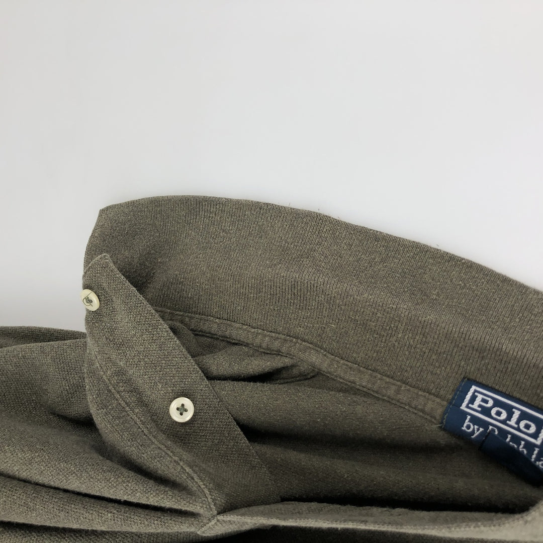 Ralph Lauren POLO by Ralph Lauren long sleeve polo shirt, men's XL size cotton Khaki type Vintage Second Hand