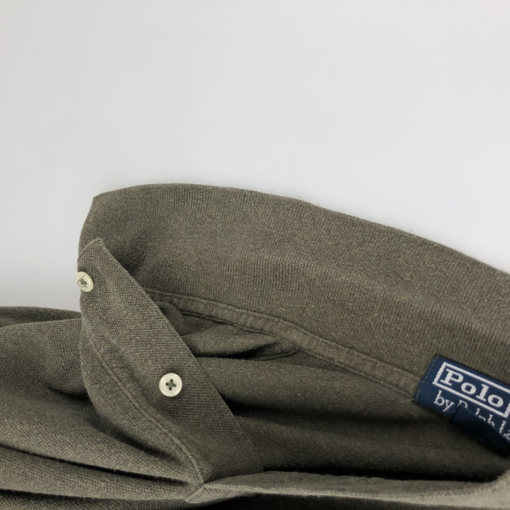 Ralph Lauren POLO by Ralph Lauren long sleeve polo shirt, men's XL size cotton Khaki type Vintage Second Hand