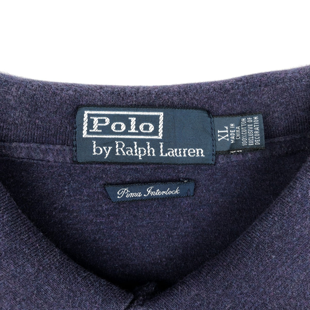 Ralph Lauren POLO by Ralph Lauren Long-Sleeve Polo Shirt, Men's Size XL (approx.) cotton navy blue type Vintage Second Hand