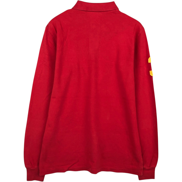 Ralph Lauren POLO by Ralph Lauren Big Pony Long-Sleeve Polo Shirt, Men's Size M (approx.) cotton red type Vintage Second Hand