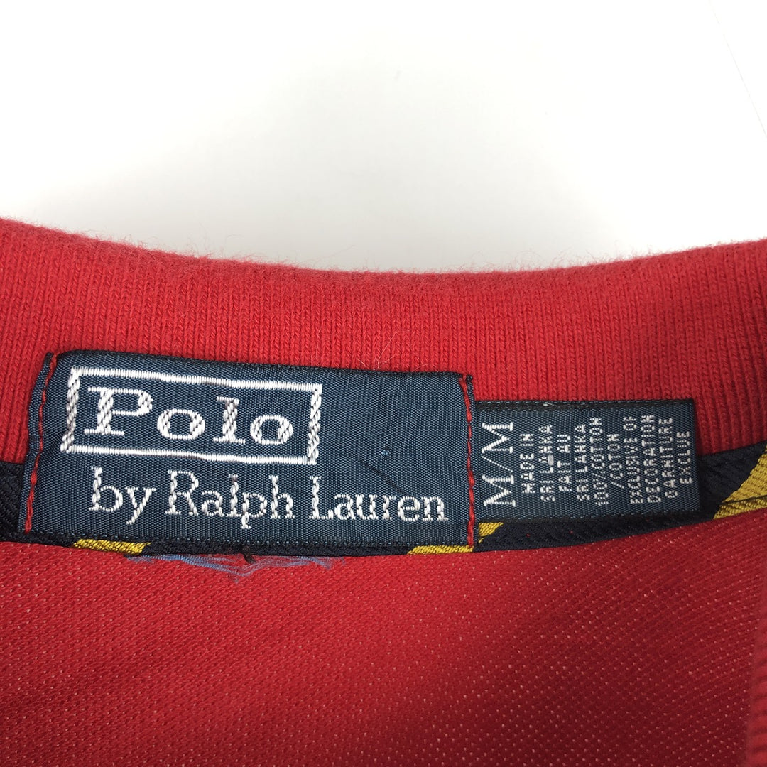 Ralph Lauren POLO by Ralph Lauren Big Pony Long-Sleeve Polo Shirt, Men's Size M (approx.) cotton red type Vintage Second Hand