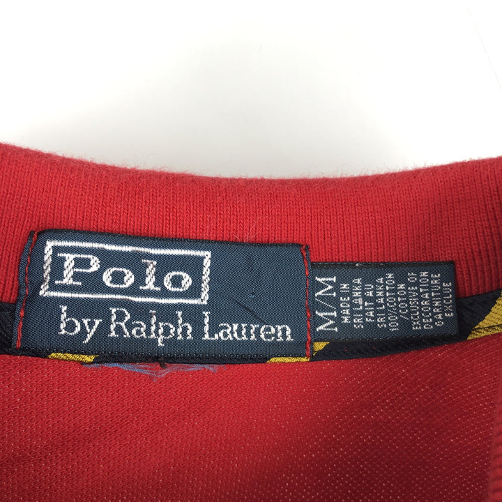 Ralph Lauren POLO by Ralph Lauren Big Pony Long-Sleeve Polo Shirt, Men's Size M (approx.) cotton red type Vintage Second Hand