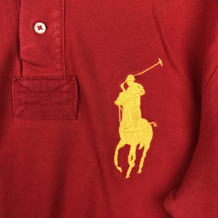 Ralph Lauren POLO by Ralph Lauren Big Pony Long-Sleeve Polo Shirt, Men's Size M (approx.) cotton red type Vintage Second Hand