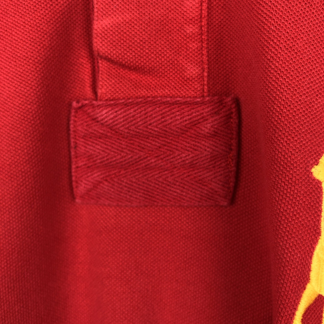 Ralph Lauren POLO by Ralph Lauren Big Pony Long-Sleeve Polo Shirt, Men's Size M (approx.) cotton red type Vintage Second Hand