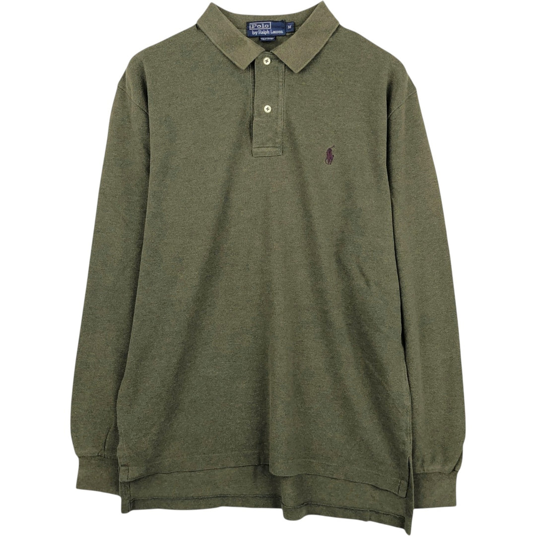 Ralph Lauren POLO by Ralph Lauren long sleeve polo shirt, men's size M cotton Khaki type Vintage Second Hand