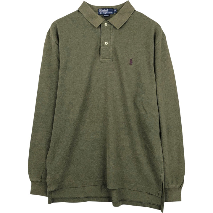 Ralph Lauren POLO by Ralph Lauren long sleeve polo shirt, men's size M cotton Khaki type Vintage Second Hand