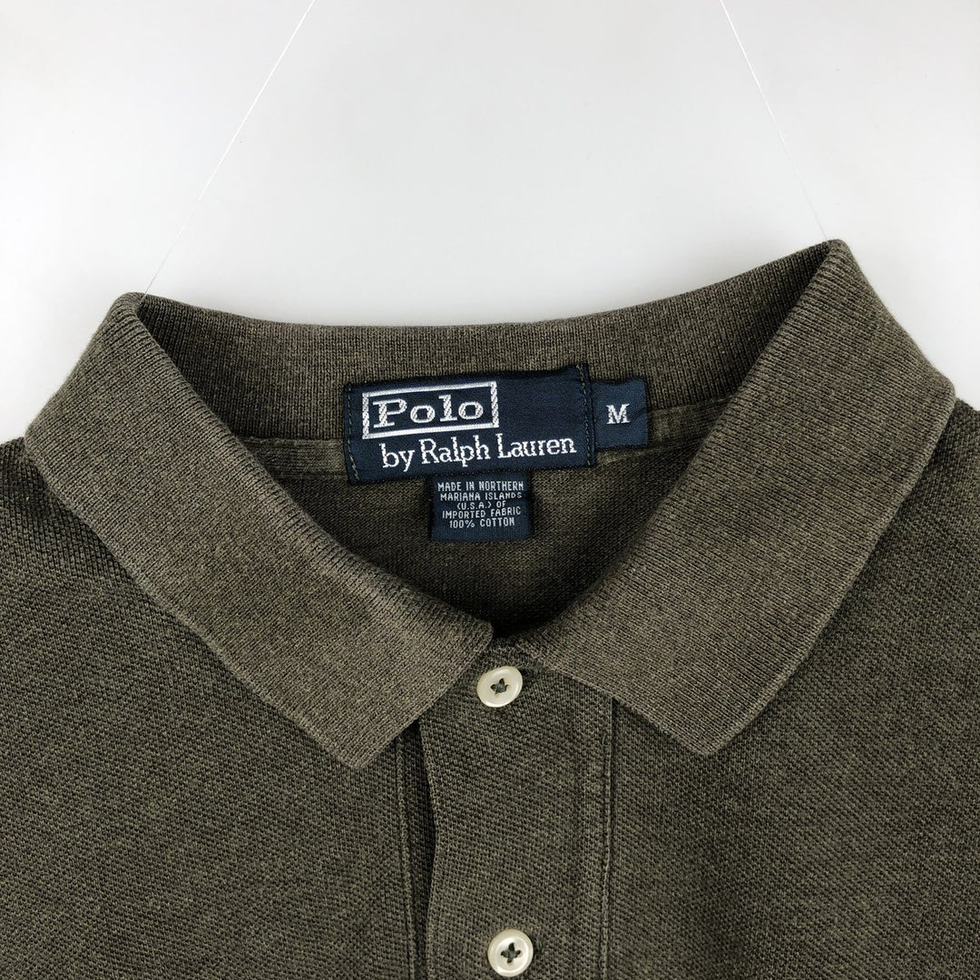 Ralph Lauren POLO by Ralph Lauren long sleeve polo shirt, men's size M cotton Khaki type Vintage Second Hand