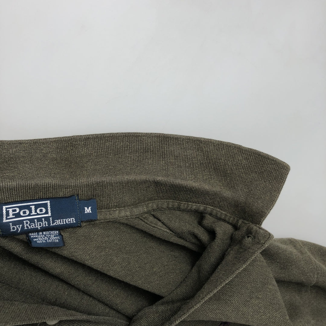 Ralph Lauren POLO by Ralph Lauren long sleeve polo shirt, men's size M cotton Khaki type Vintage Second Hand