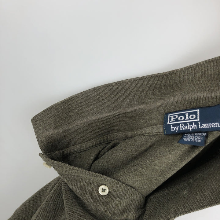 Ralph Lauren POLO by Ralph Lauren long sleeve polo shirt, men's size M cotton Khaki type Vintage Second Hand