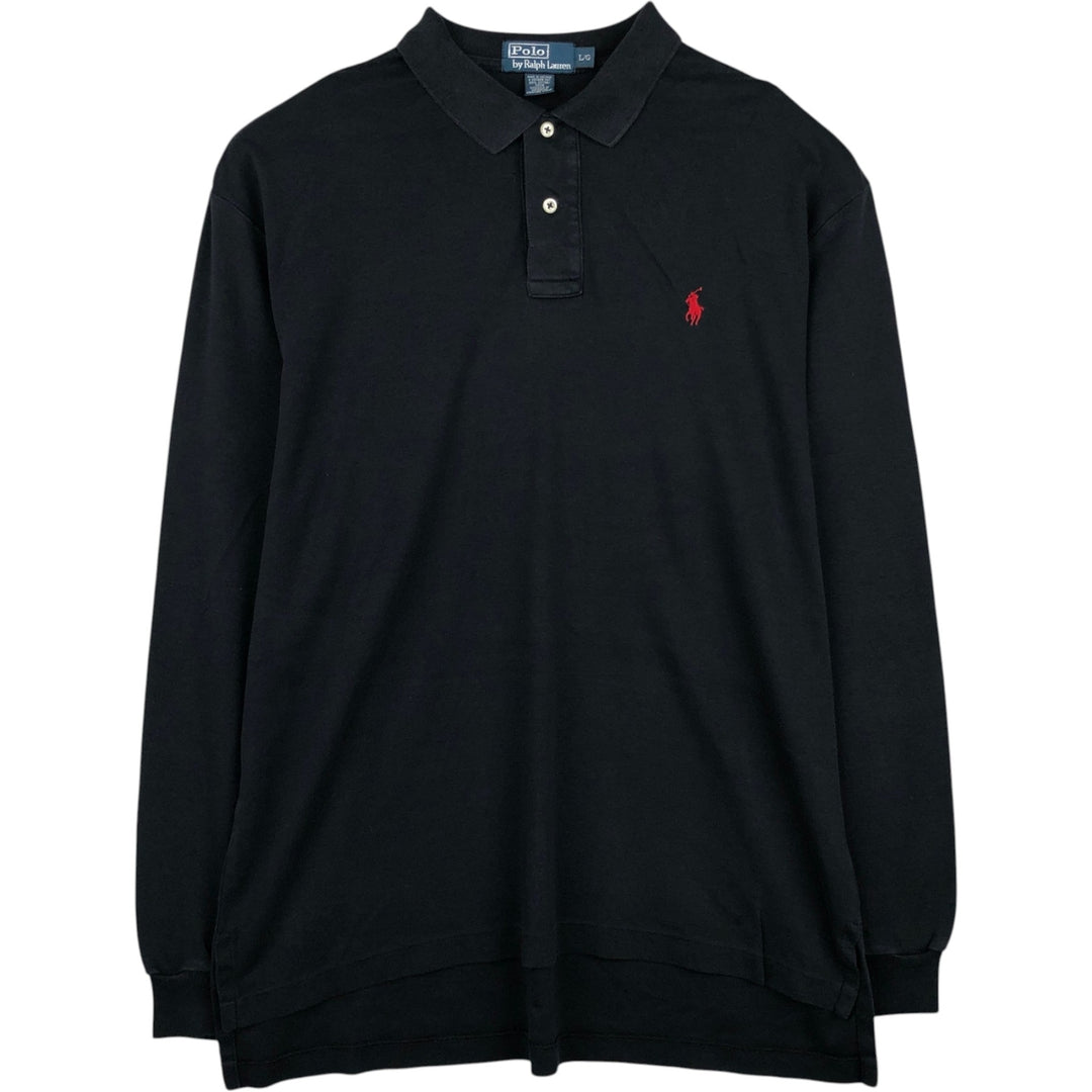 Ralph Lauren POLO by Ralph Lauren long sleeve polo shirt, men's size L cotton black type Vintage Second Hand