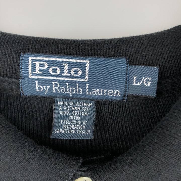 Ralph Lauren POLO by Ralph Lauren long sleeve polo shirt, men's size L cotton black type Vintage Second Hand