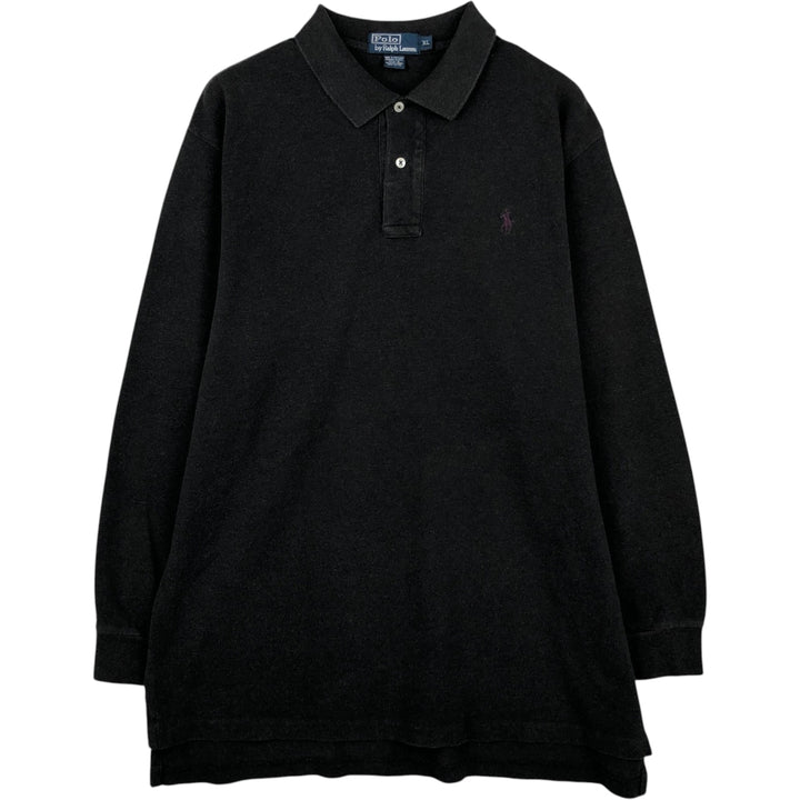 Ralph Lauren POLO by Ralph Lauren long sleeve polo shirt, men's XL size cotton black type Vintage Second Hand