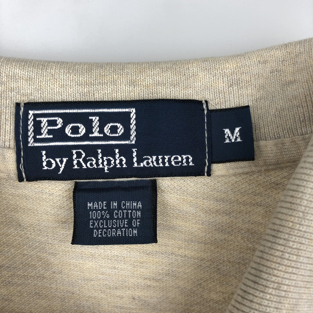 Ralph Lauren POLO by Ralph Lauren long sleeve polo shirt, men's size M cotton Beige type Vintage Second Hand