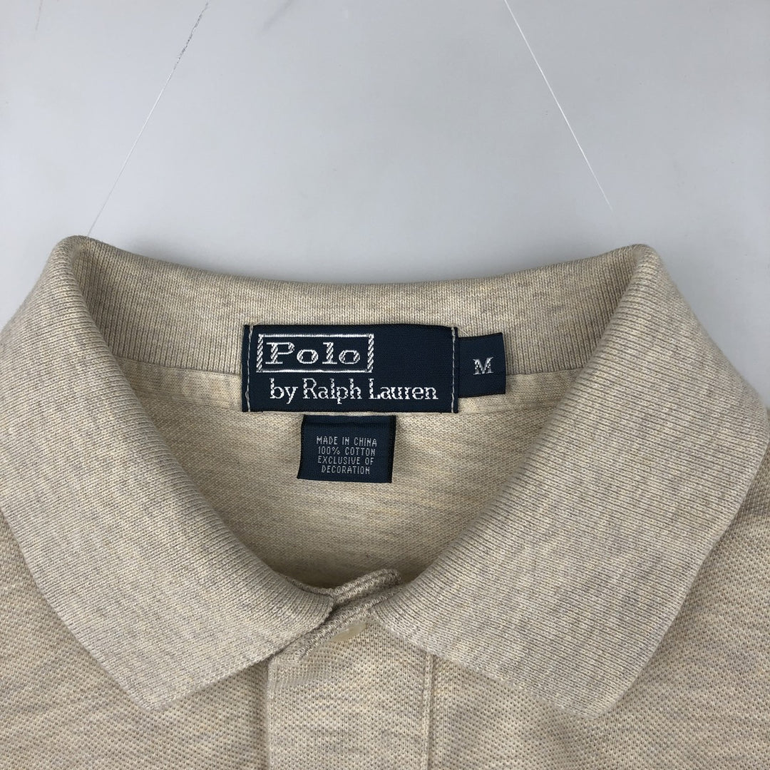 Ralph Lauren POLO by Ralph Lauren long sleeve polo shirt, men's size M cotton Beige type Vintage Second Hand