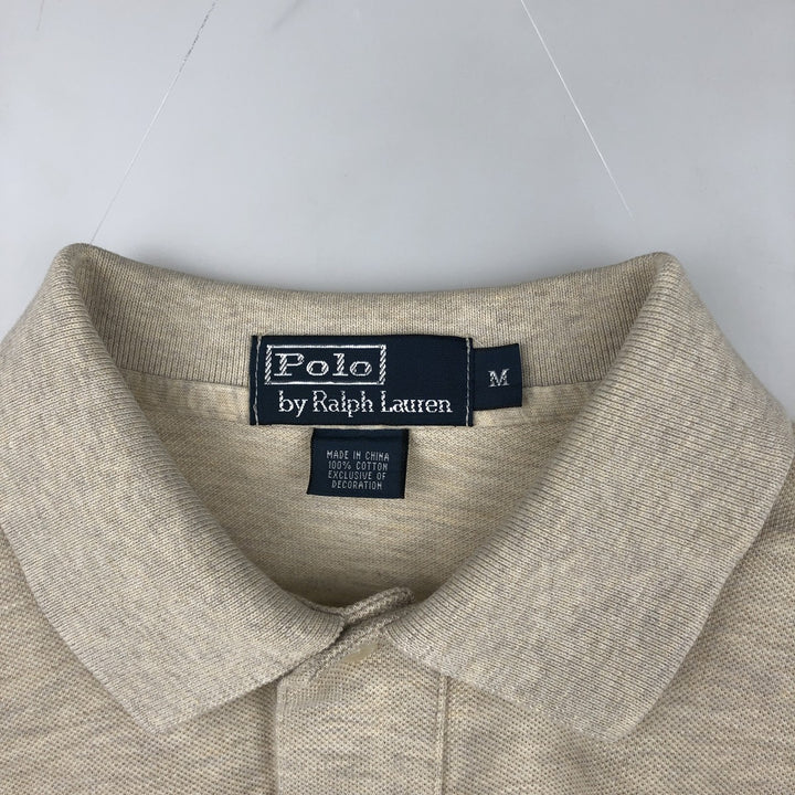 Ralph Lauren POLO by Ralph Lauren long sleeve polo shirt, men's size M cotton Beige type Vintage Second Hand