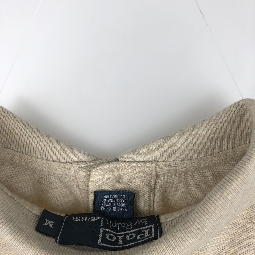 Ralph Lauren POLO by Ralph Lauren long sleeve polo shirt, men's size M cotton Beige type Vintage Second Hand