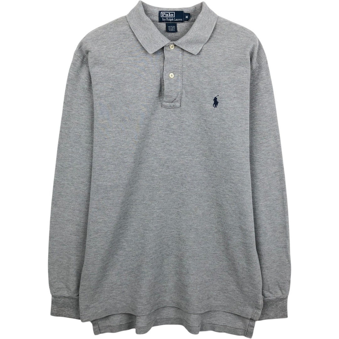 Ralph Lauren long-sleeved polo shirt, men's size M (approx.) cotton gray type Vintage Second Hand
