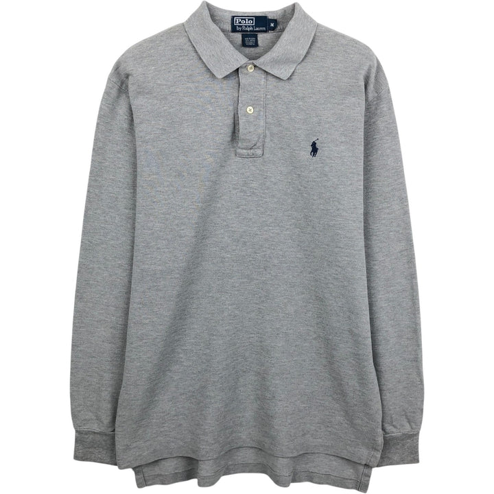 Ralph Lauren long-sleeved polo shirt, men's size M (approx.) cotton gray type Vintage Second Hand