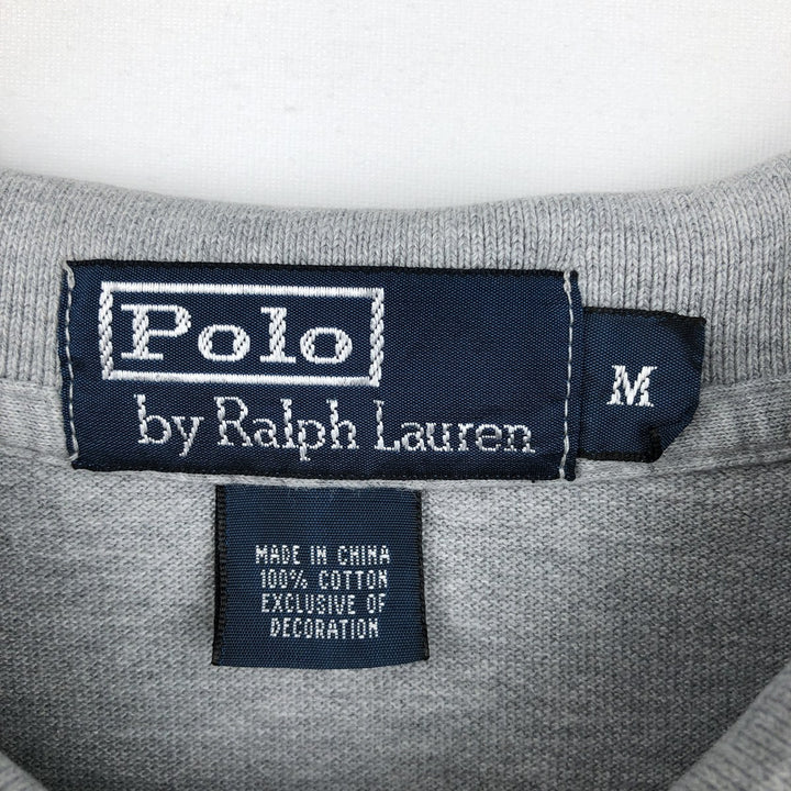 Ralph Lauren long-sleeved polo shirt, men's size M (approx.) cotton gray type Vintage Second Hand