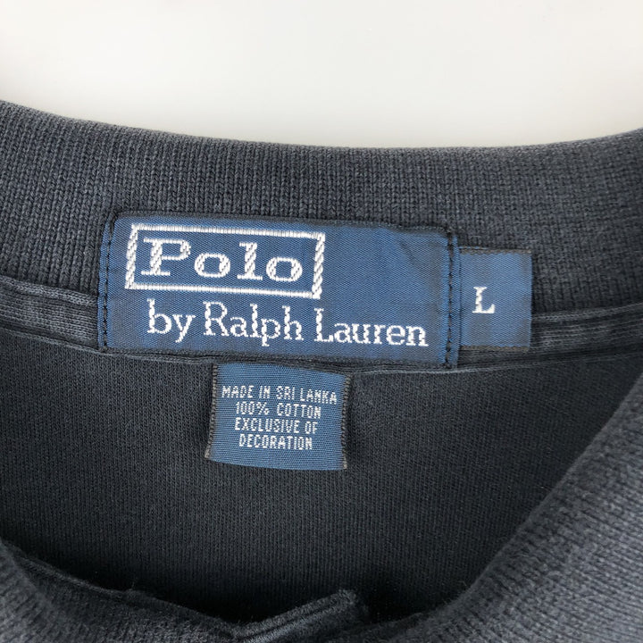 Ralph Lauren POLO by Ralph Lauren long sleeve polo shirt, men's size L cotton black type Vintage Second Hand