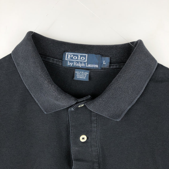 Ralph Lauren POLO by Ralph Lauren long sleeve polo shirt, men's size L cotton black type Vintage Second Hand